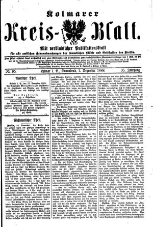 Kolmarer Kreisblatt vom 01.12.1888