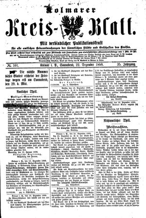 Kolmarer Kreisblatt vom 22.12.1888