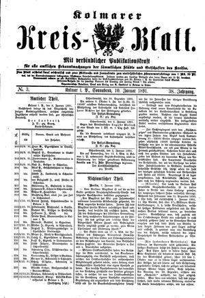 Kolmarer Kreisblatt vom 10.01.1891