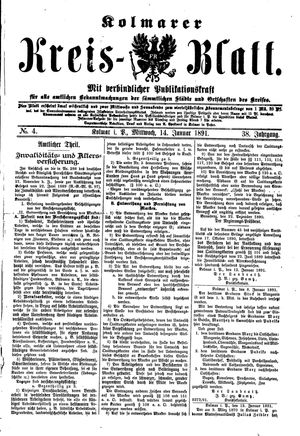 Kolmarer Kreisblatt vom 14.01.1891