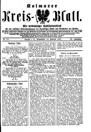 Kolmarer Kreisblatt vom 14.02.1891