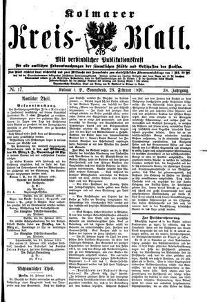 Kolmarer Kreisblatt vom 28.02.1891