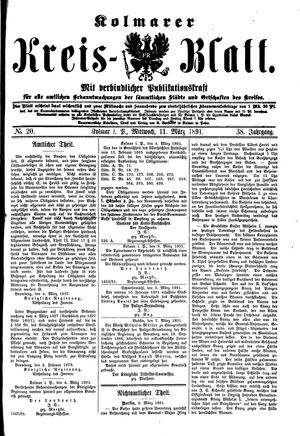Kolmarer Kreisblatt vom 11.03.1891
