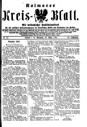 Kolmarer Kreisblatt vom 18.03.1891