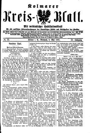 Kolmarer Kreisblatt vom 06.05.1891