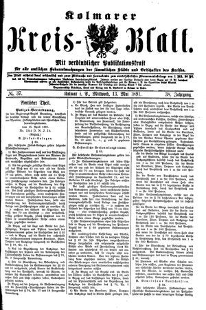Kolmarer Kreisblatt on May 13, 1891