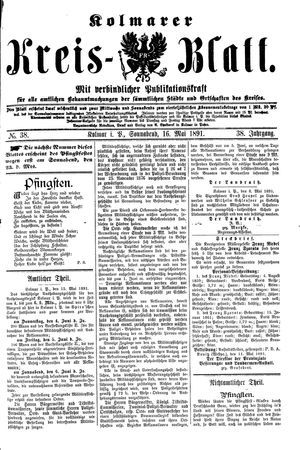 Kolmarer Kreisblatt vom 16.05.1891