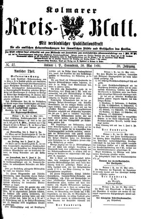 Kolmarer Kreisblatt on May 30, 1891