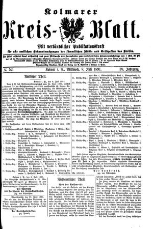 Kolmarer Kreisblatt vom 08.07.1891