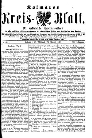 Kolmarer Kreisblatt vom 26.08.1891