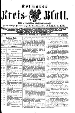 Kolmarer Kreisblatt vom 16.09.1891
