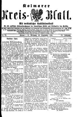 Kolmarer Kreisblatt vom 30.09.1891
