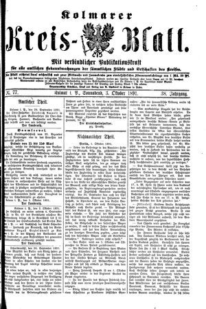 Kolmarer Kreisblatt vom 03.10.1891