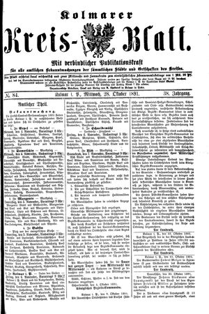 Kolmarer Kreisblatt vom 28.10.1891