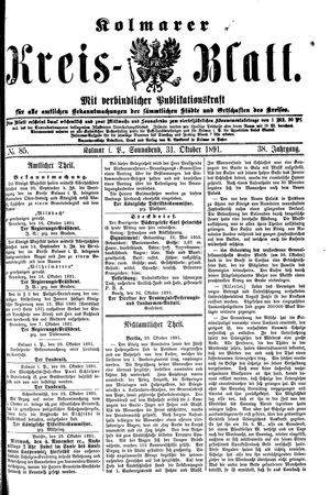 Kolmarer Kreisblatt on Oct 31, 1891