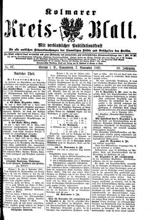 Kolmarer Kreisblatt vom 07.11.1891