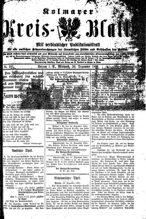 Kolmarer Kreisblatt vom 30.12.1891