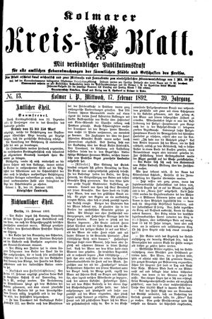 Kolmarer Kreisblatt on Feb 17, 1892