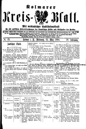 Kolmarer Kreisblatt on Mar 23, 1892