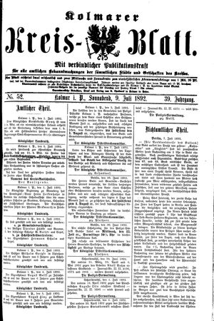 Kolmarer Kreisblatt vom 09.07.1892