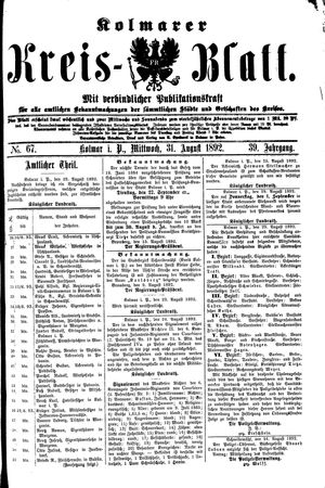 Kolmarer Kreisblatt vom 31.08.1892