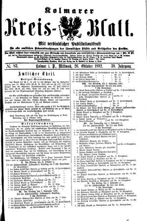 Kolmarer Kreisblatt vom 26.10.1892
