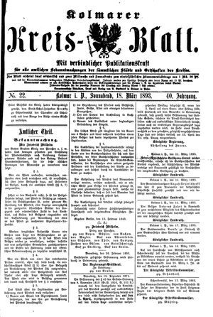 Kolmarer Kreisblatt vom 18.03.1893