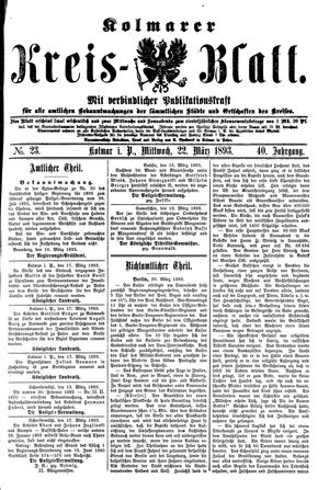 Kolmarer Kreisblatt vom 22.03.1893