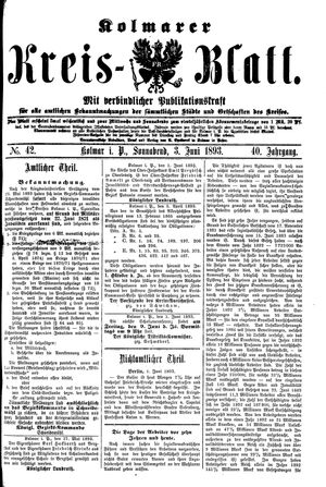 Kolmarer Kreisblatt vom 03.06.1893