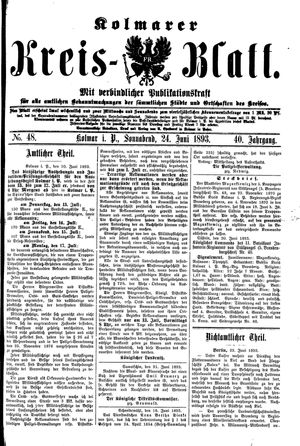 Kolmarer Kreisblatt on Jun 24, 1893