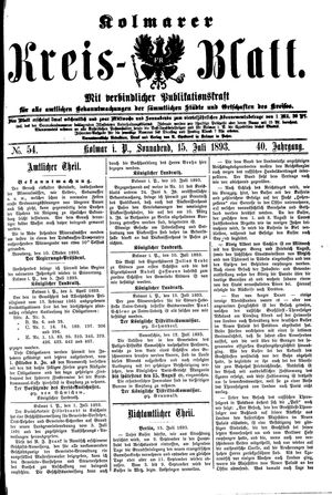 Kolmarer Kreisblatt vom 15.07.1893