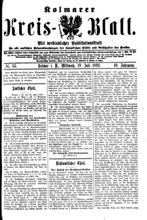 Kolmarer Kreisblatt vom 19.07.1893