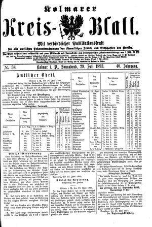 Kolmarer Kreisblatt vom 29.07.1893