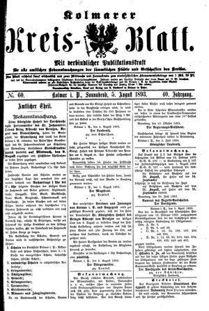 Kolmarer Kreisblatt vom 05.08.1893