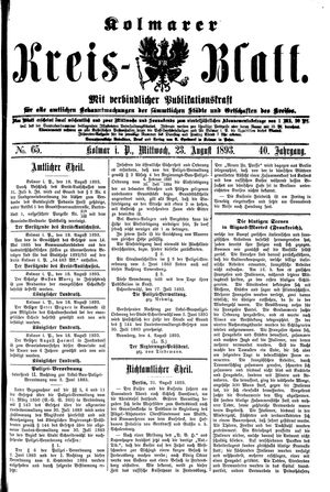 Kolmarer Kreisblatt vom 23.08.1893