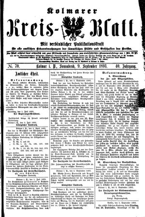 Kolmarer Kreisblatt on Sep 9, 1893