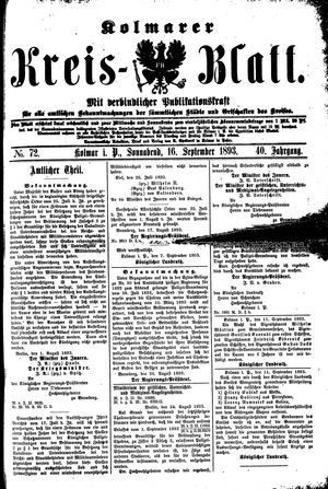 Kolmarer Kreisblatt vom 16.09.1893