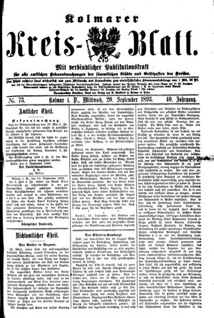 Kolmarer Kreisblatt vom 20.09.1893
