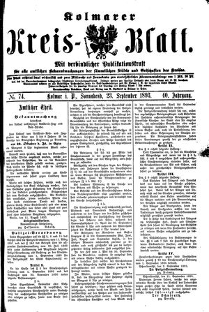 Kolmarer Kreisblatt vom 23.09.1893