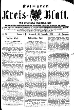 Kolmarer Kreisblatt vom 30.09.1893