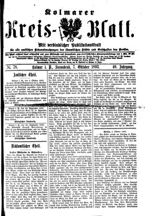 Kolmarer Kreisblatt vom 07.10.1893
