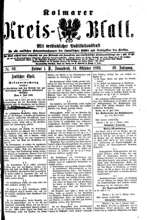 Kolmarer Kreisblatt vom 14.10.1893