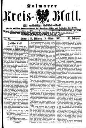 Kolmarer Kreisblatt vom 18.10.1893