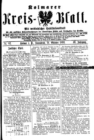 Kolmarer Kreisblatt vom 21.10.1893