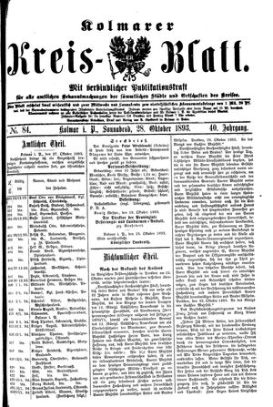Kolmarer Kreisblatt vom 28.10.1893