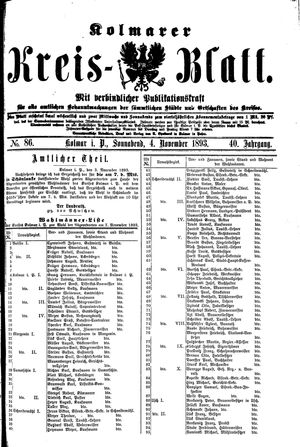 Kolmarer Kreisblatt vom 04.11.1893