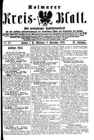 Kolmarer Kreisblatt vom 08.11.1893