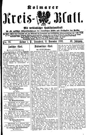 Kolmarer Kreisblatt vom 11.11.1893