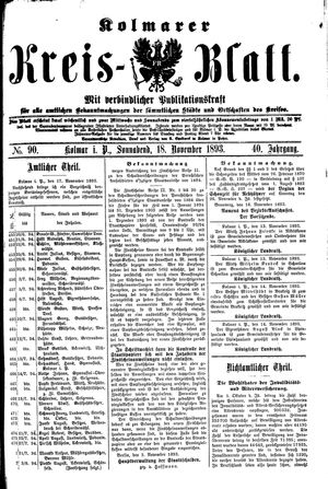 Kolmarer Kreisblatt vom 18.11.1893