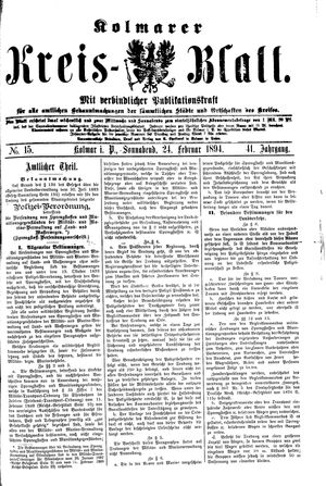Kolmarer Kreisblatt vom 24.02.1894